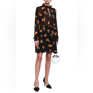 GANNI Ruffle Mini Dress Floral